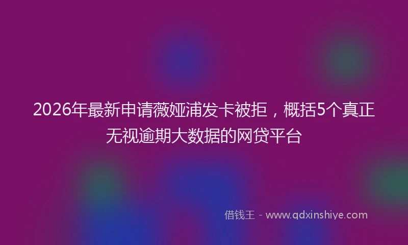 2026年最新申请薇娅浦发卡被拒，概括5个真正无视逾期大数据的网贷平台