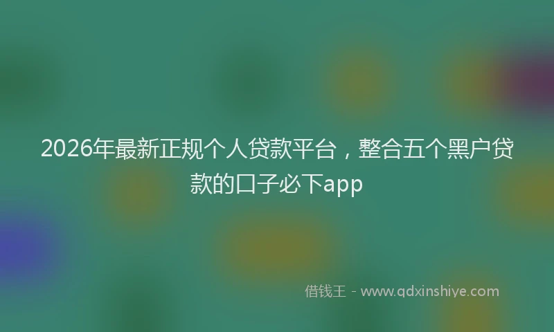 2026年最新正规个人贷款平台，整合五个黑户贷款的口子必下app
