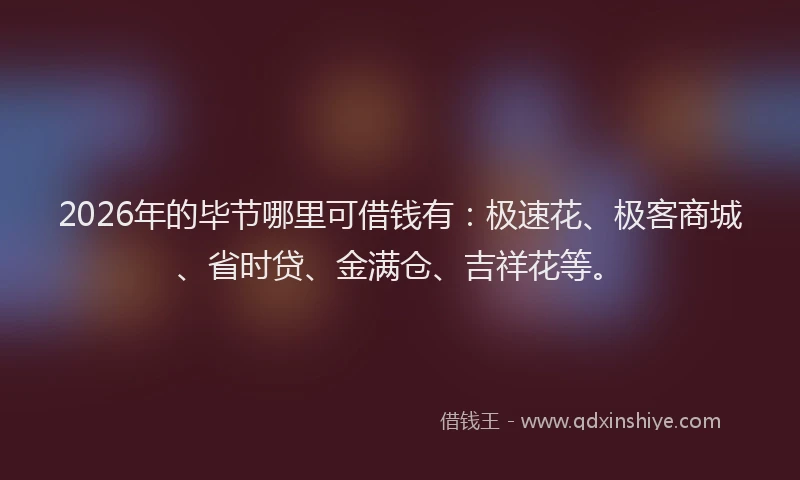 2026年的毕节哪里可借钱有：极速花、极客商城、省时贷、金满仓、吉祥花等。