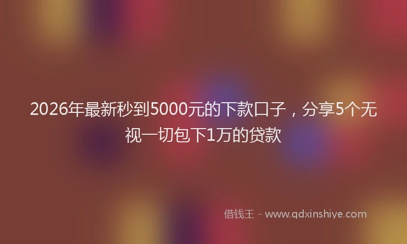 2026年最新秒到5000元的下款口子，分享5个无视一切包下1万的贷款