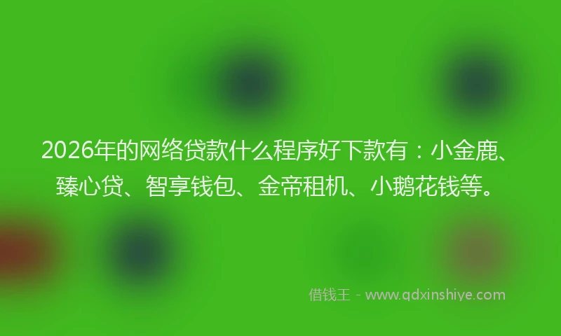 2026年的网络贷款什么程序好下款有：小金鹿、臻心贷、智享钱包、金帝租机、小鹅花钱等。