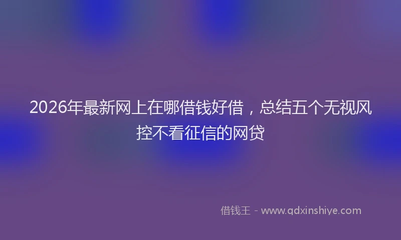 2026年最新网上在哪借钱好借，总结五个无视风控不看征信的网贷