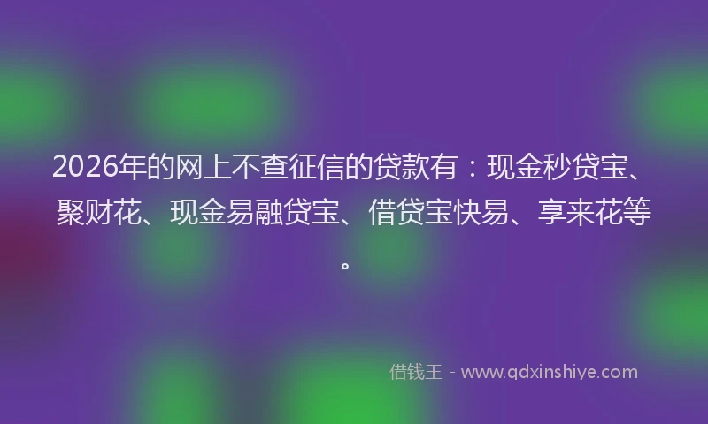 2026年的网上不查征信的贷款有：现金秒贷宝、聚财花、现金易融贷宝、借贷宝快易、享来花等。