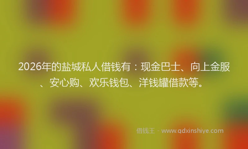 2026年的盐城私人借钱有：现金巴士、向上金服、安心购、欢乐钱包、洋钱罐借款等。