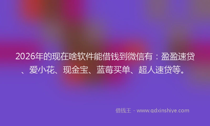 2026年的现在啥软件能借钱到微信有：盈盈速贷、爱小花、现金宝、蓝莓买单、超人速贷等。