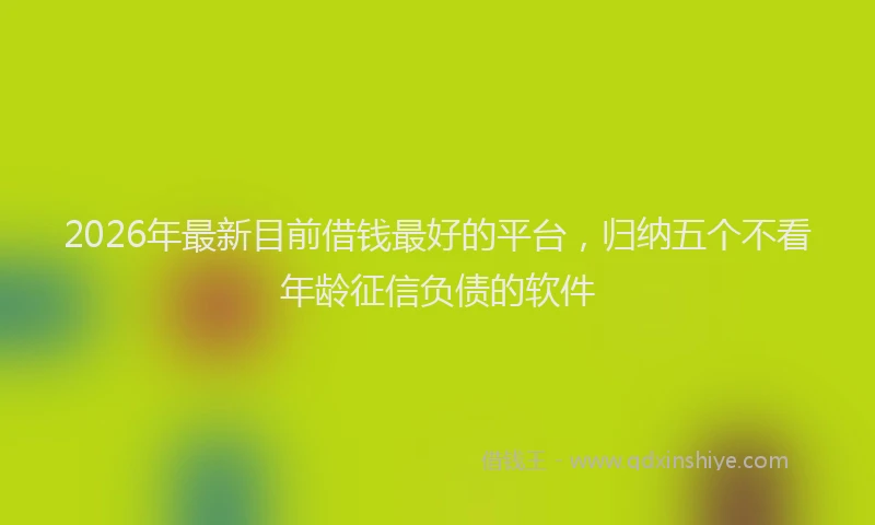 2026年最新目前借钱最好的平台，归纳五个不看年龄征信负债的软件