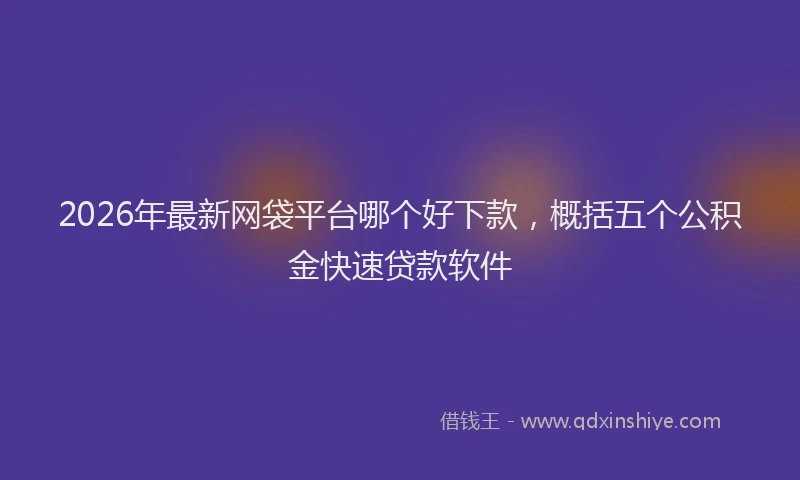 2026年最新网袋平台哪个好下款，概括五个公积金快速贷款软件