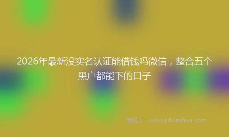 2026年最新没实名认证能借钱吗微信，整合五个黑户都能下的口子