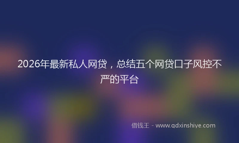 2026年最新私人网贷，总结五个网贷口子风控不严的平台