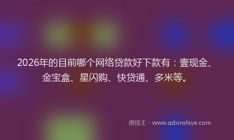 2026年的目前哪个网络贷款好下款有：壹现金、金宝盒、星闪购、快贷通、多米等。