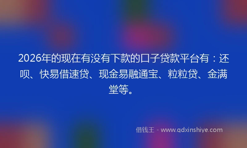 2026年的现在有没有下款的口子贷款平台有：还呗、快易借速贷、现金易融通宝、粒粒贷、金满堂等。