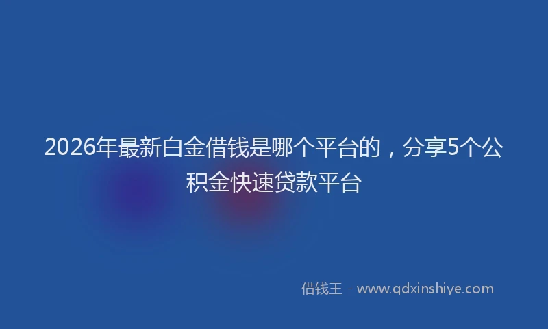 2026年最新白金借钱是哪个平台的，分享5个公积金快速贷款平台