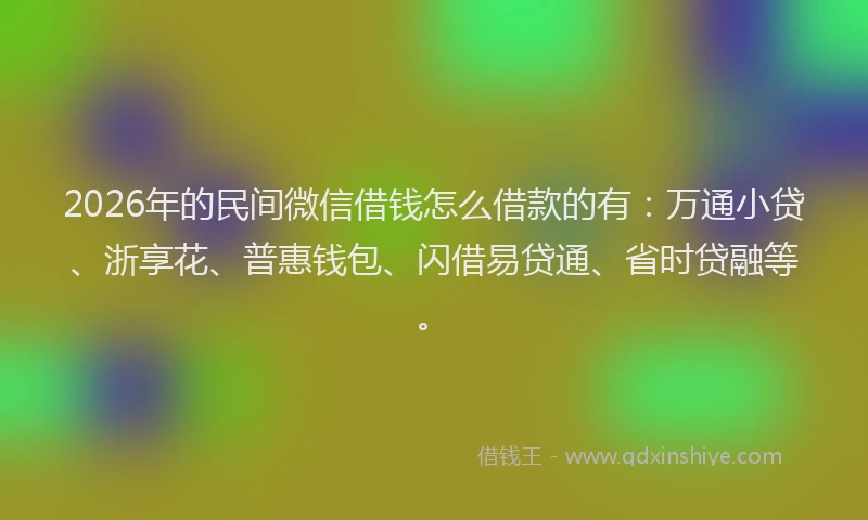 2026年的民间微信借钱怎么借款的有：万通小贷、浙享花、普惠钱包、闪借易贷通、省时贷融等。