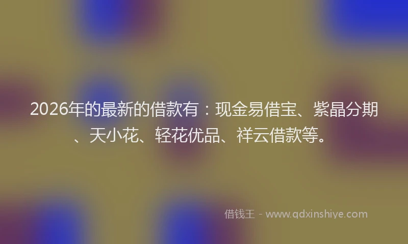 2026年的最新的借款有：现金易借宝、紫晶分期、天小花、轻花优品、祥云借款等。