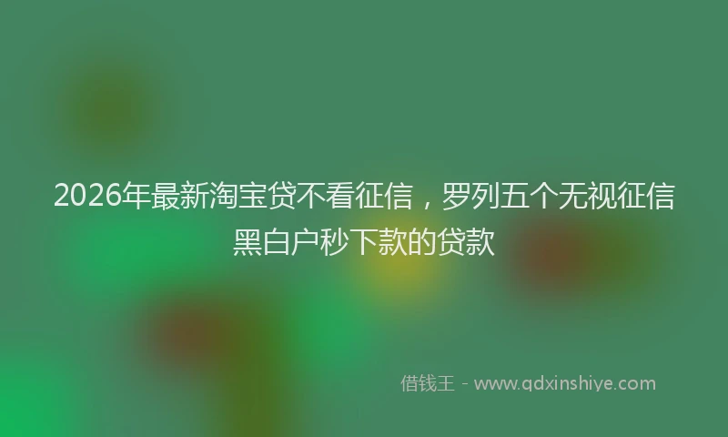 2026年最新淘宝贷不看征信，罗列五个无视征信黑白户秒下款的贷款