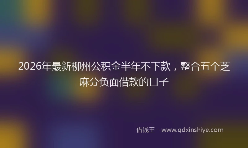 2026年最新柳州公积金半年不下款，整合五个芝麻分负面借款的口子