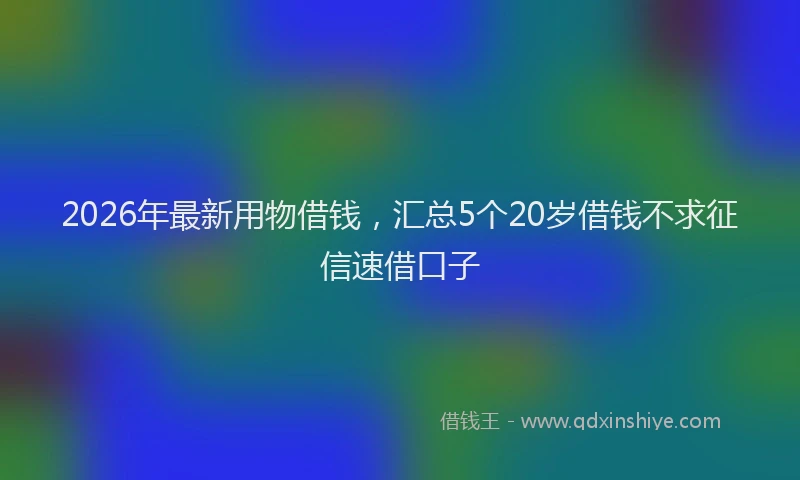 2026年最新用物借钱，汇总5个20岁借钱不求征信速借口子