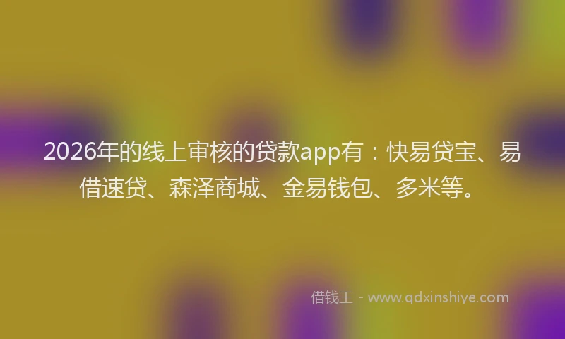 2026年的线上审核的贷款app有：快易贷宝、易借速贷、森泽商城、金易钱包、多米等。