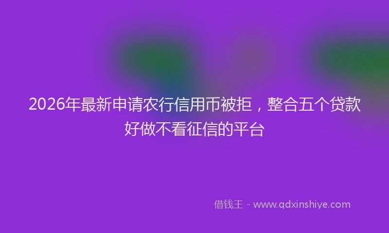 2026年最新申请农行信用币被拒，整合五个贷款好做不看征信的平台
