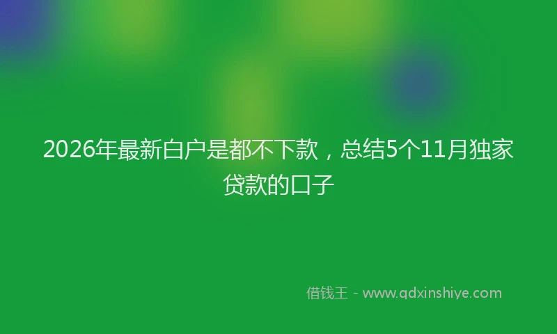 2026年最新白户是都不下款，总结5个11月独家贷款的口子