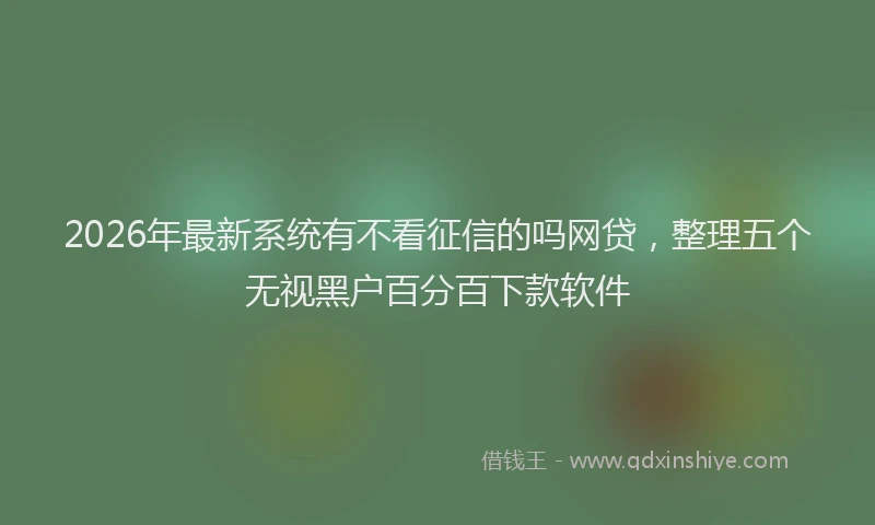 2026年最新系统有不看征信的吗网贷，整理五个无视黑户百分百下款软件