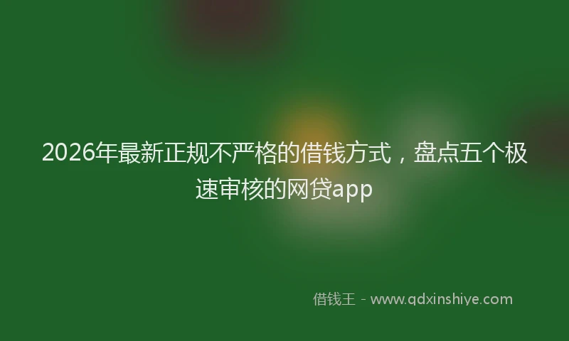 2026年最新正规不严格的借钱方式，盘点五个极速审核的网贷app
