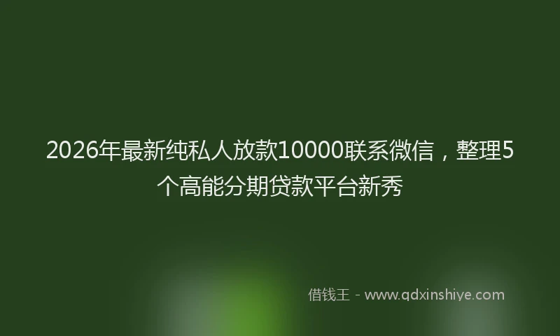 2026年最新纯私人放款10000联系微信，整理5个高能分期贷款平台新秀