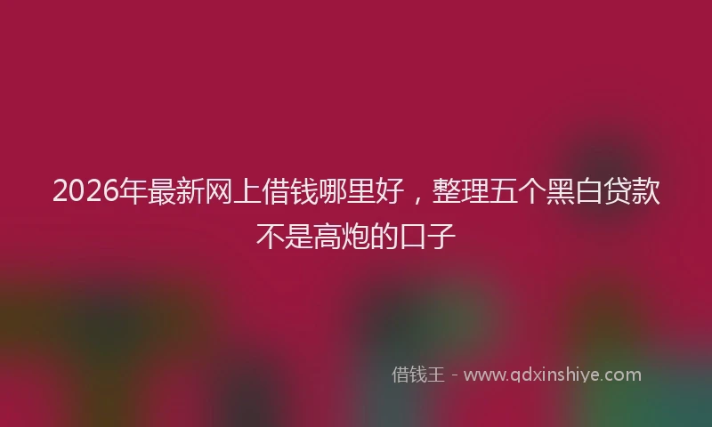 2026年最新网上借钱哪里好，整理五个黑白贷款不是高炮的口子