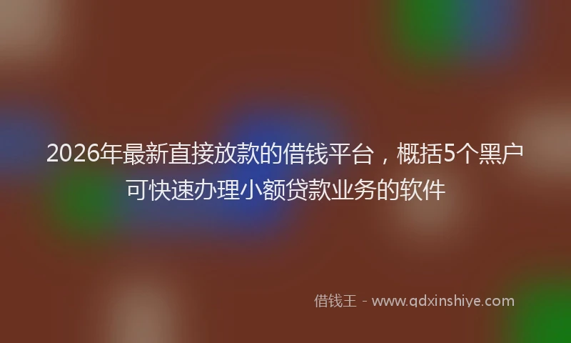 2026年最新直接放款的借钱平台，概括5个黑户可快速办理小额贷款业务的软件