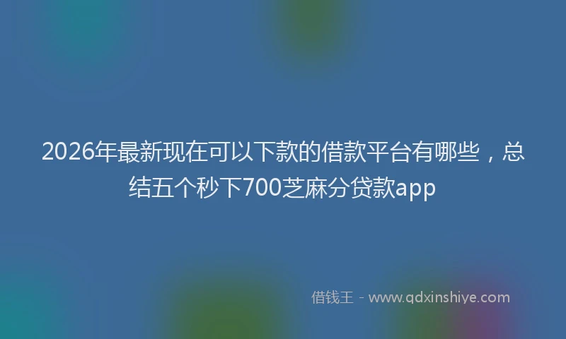2026年最新现在可以下款的借款平台有哪些，总结五个秒下700芝麻分贷款app