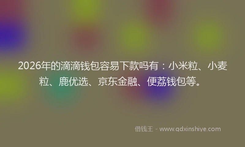2026年的滴滴钱包容易下款吗有：小米粒、小麦粒、鹿优选、京东金融、便荔钱包等。