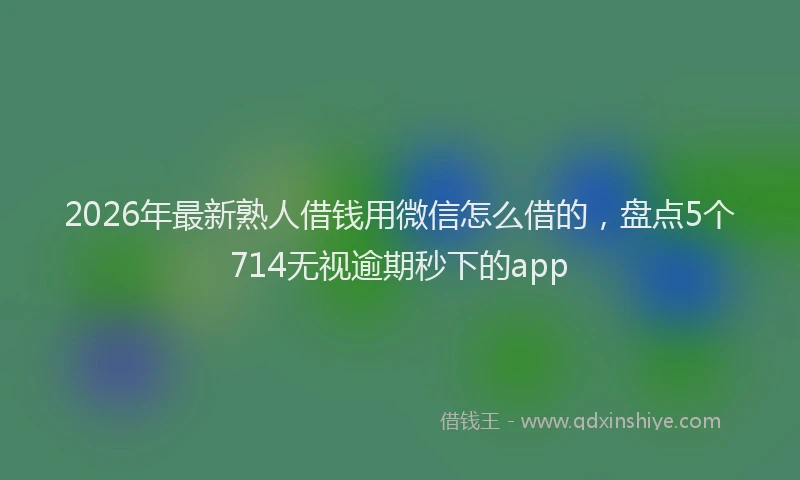 2026年最新熟人借钱用微信怎么借的，盘点5个714无视逾期秒下的app