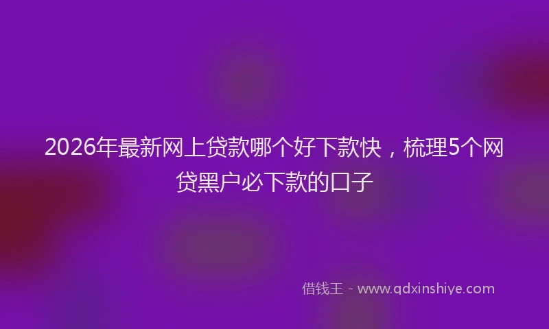 2026年最新网上贷款哪个好下款快，梳理5个网贷黑户必下款的口子