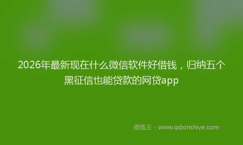 2026年最新现在什么微信软件好借钱，归纳五个黑征信也能贷款的网贷app