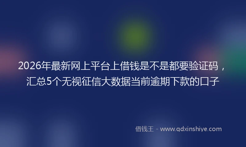2026年最新网上平台上借钱是不是都要验证码，汇总5个无视征信大数据当前逾期下款的口子
