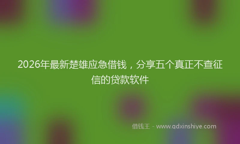 2026年最新楚雄应急借钱，分享五个真正不查征信的贷款软件