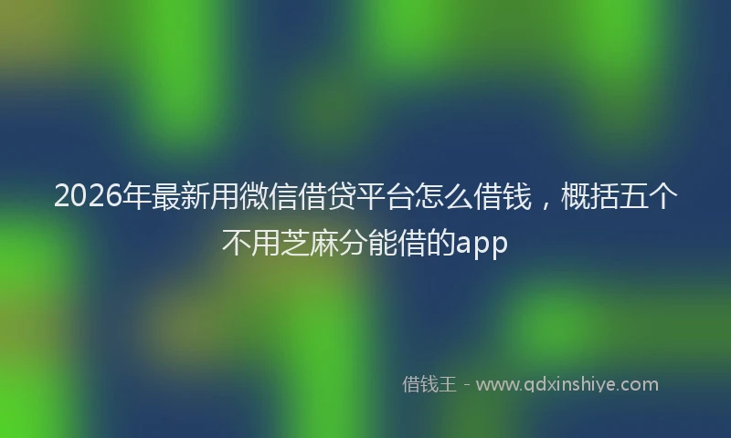 2026年最新用微信借贷平台怎么借钱，概括五个不用芝麻分能借的app