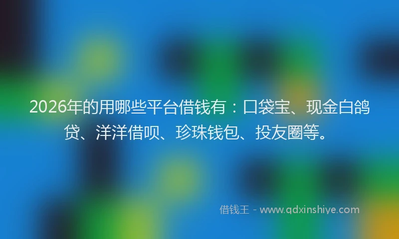 2026年的用哪些平台借钱有：口袋宝、现金白鸽贷、洋洋借呗、珍珠钱包、投友圈等。