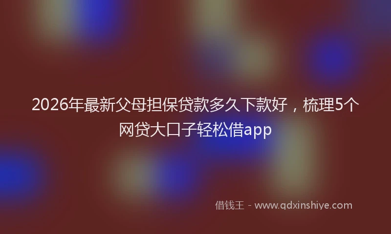 2026年最新父母担保贷款多久下款好，梳理5个网贷大口子轻松借app