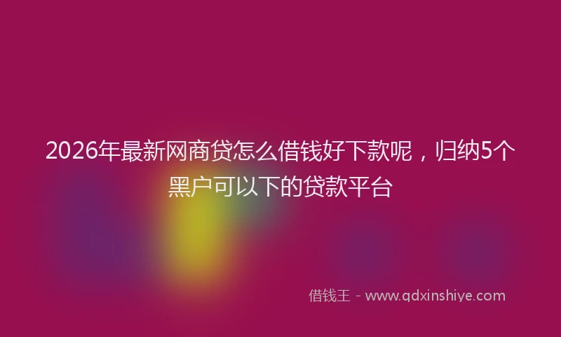 2026年最新网商贷怎么借钱好下款呢，归纳5个黑户可以下的贷款平台