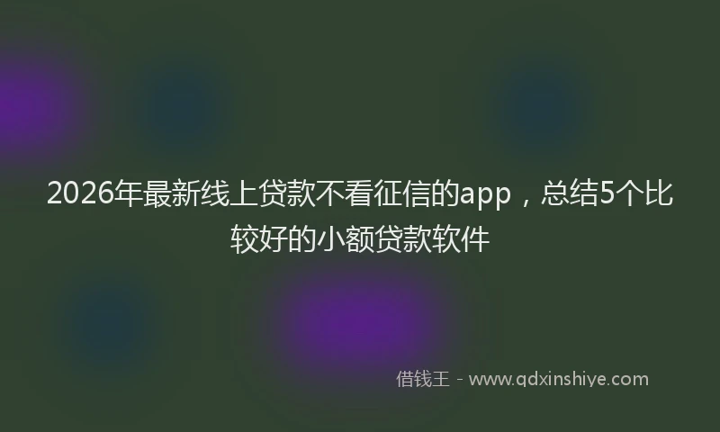 2026年最新线上贷款不看征信的app，总结5个比较好的小额贷款软件