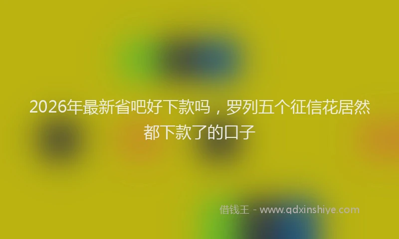 2026年最新省吧好下款吗，罗列五个征信花居然都下款了的口子