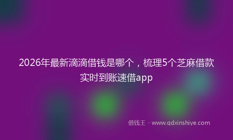 2026年最新滴滴借钱是哪个，梳理5个芝麻借款实时到账速借app