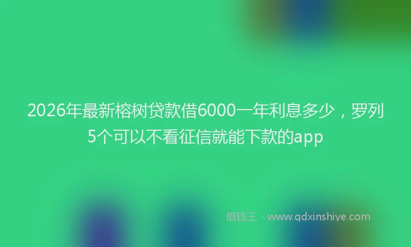 2026年最新榕树贷款借6000一年利息多少，罗列5个可以不看征信就能下款的app