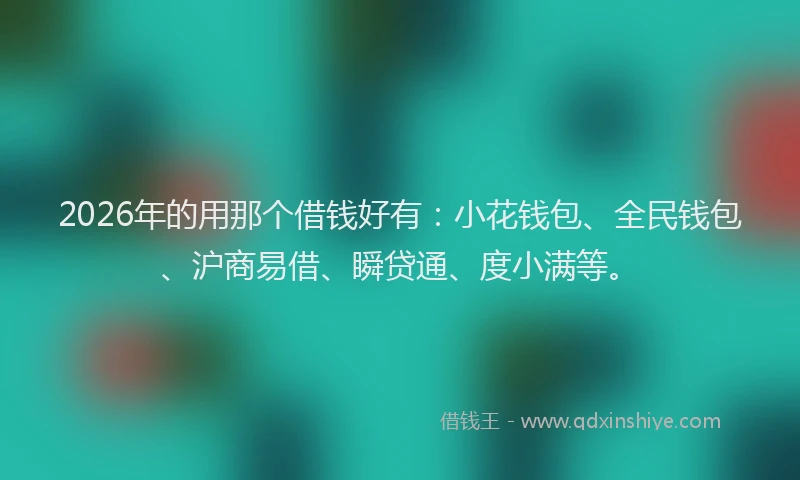 2026年的用那个借钱好有：小花钱包、全民钱包、沪商易借、瞬贷通、度小满等。