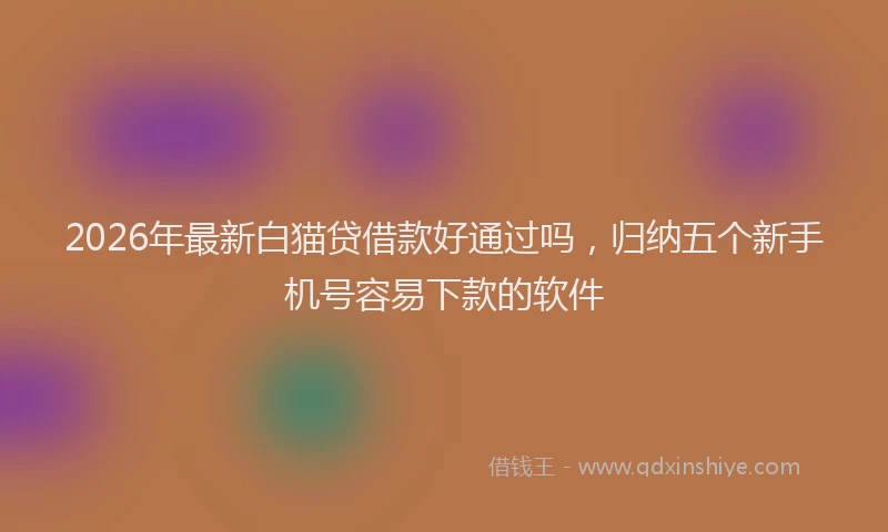 2026年最新白猫贷借款好通过吗，归纳五个新手机号容易下款的软件