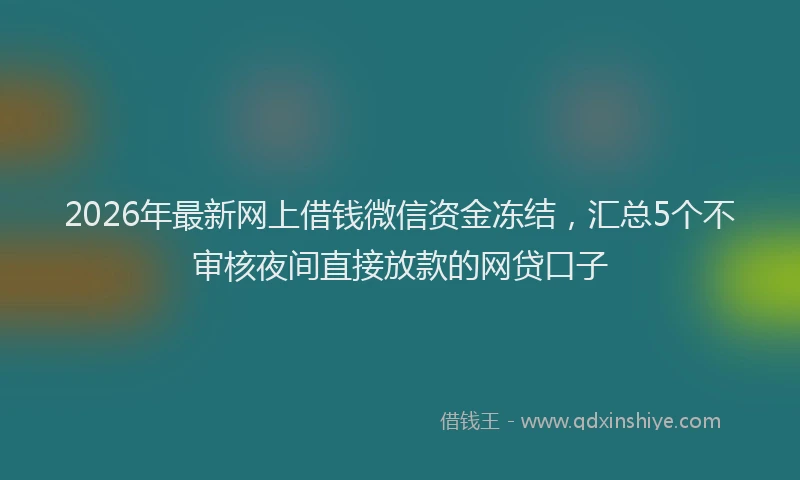 2026年最新网上借钱微信资金冻结，汇总5个不审核夜间直接放款的网贷口子