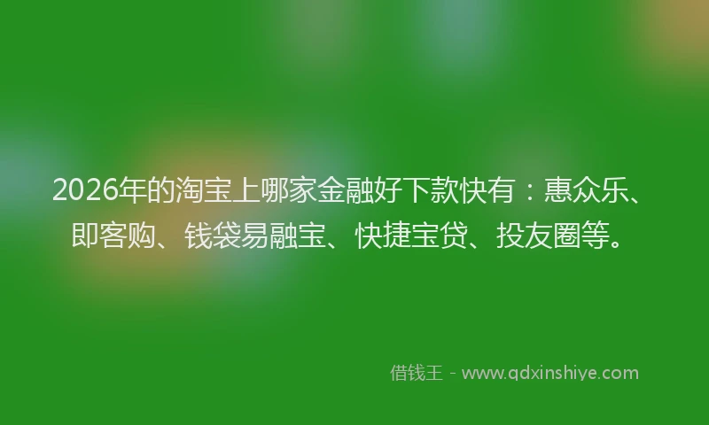 2026年的淘宝上哪家金融好下款快有：惠众乐、即客购、钱袋易融宝、快捷宝贷、投友圈等。