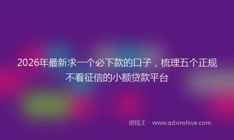 2026年最新求一个必下款的口子，梳理五个正规不看征信的小额贷款平台