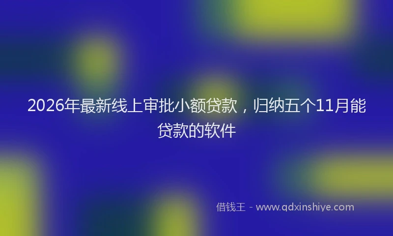 2026年最新线上审批小额贷款，归纳五个11月能贷款的软件